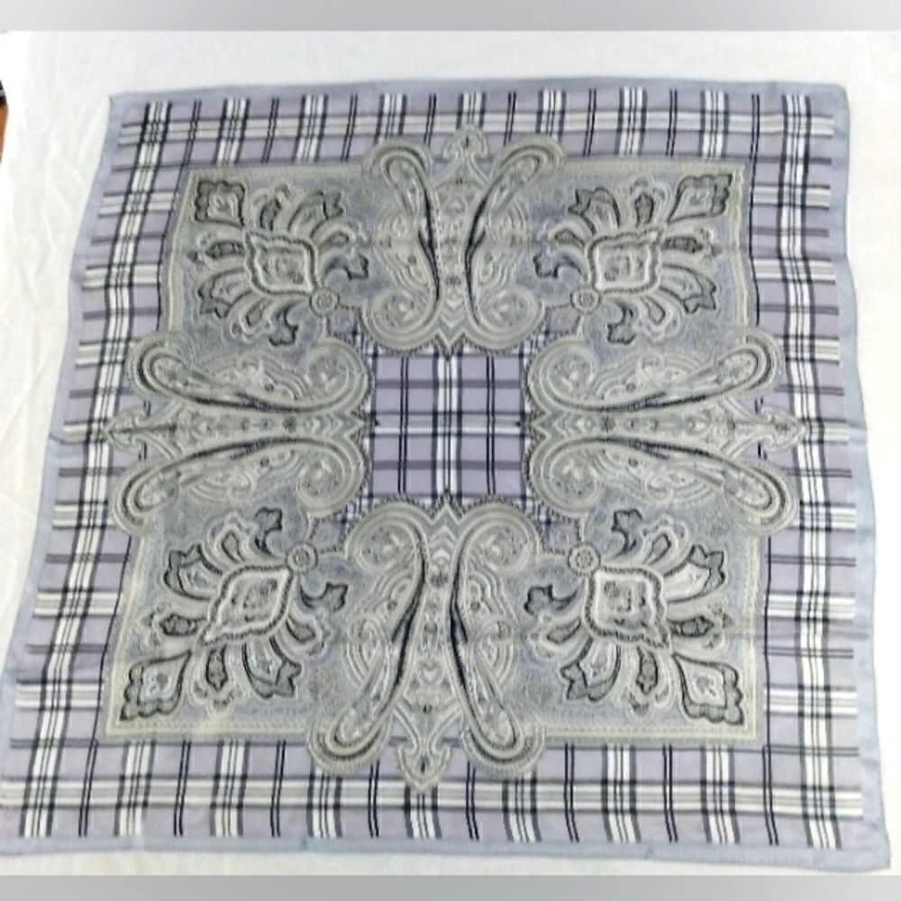 💯 Silk Scarf Plaid Paisley Vintage